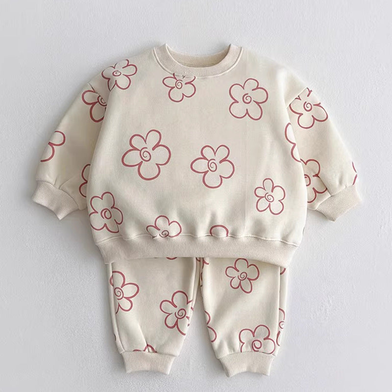 Tuta Bambina in Cotone con Fantasia Floreale