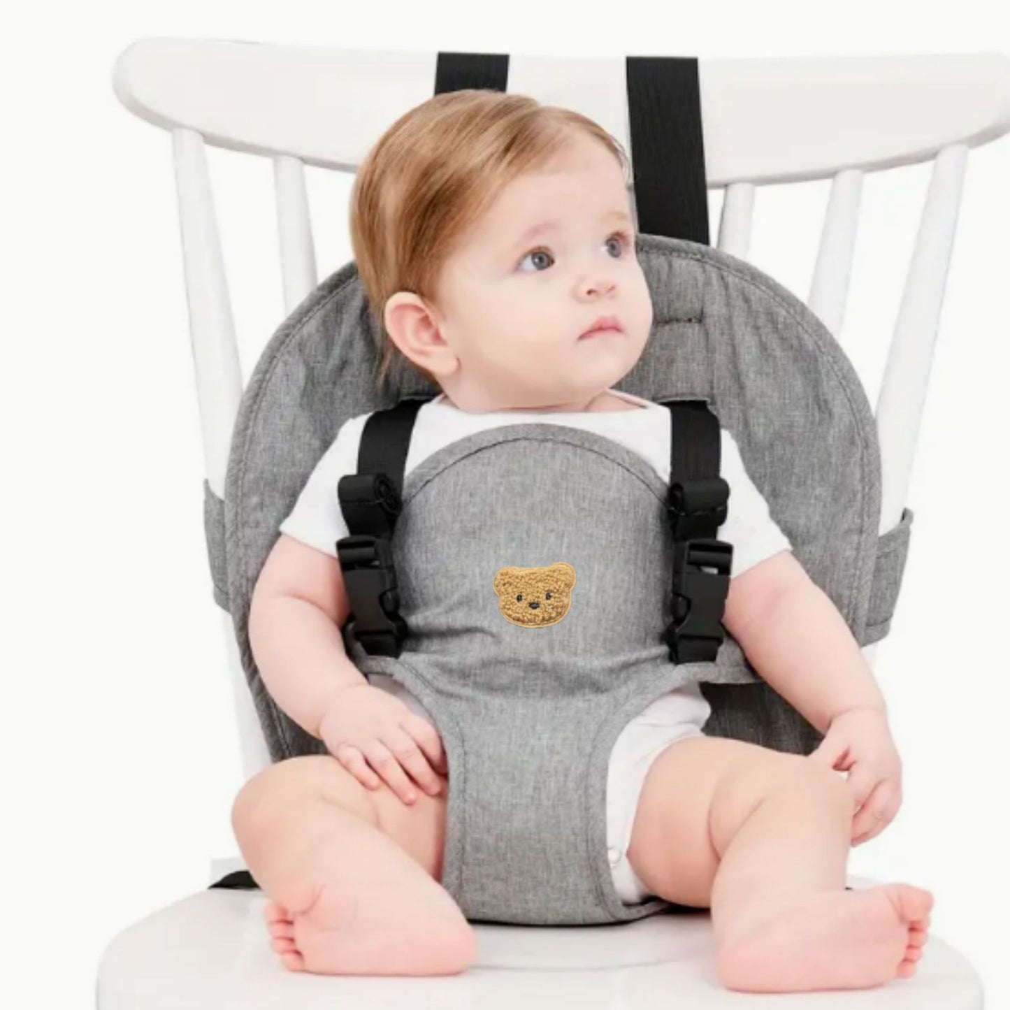 Seggiolino Portatile da Sedia Imbottito con Orsetto Ricamato