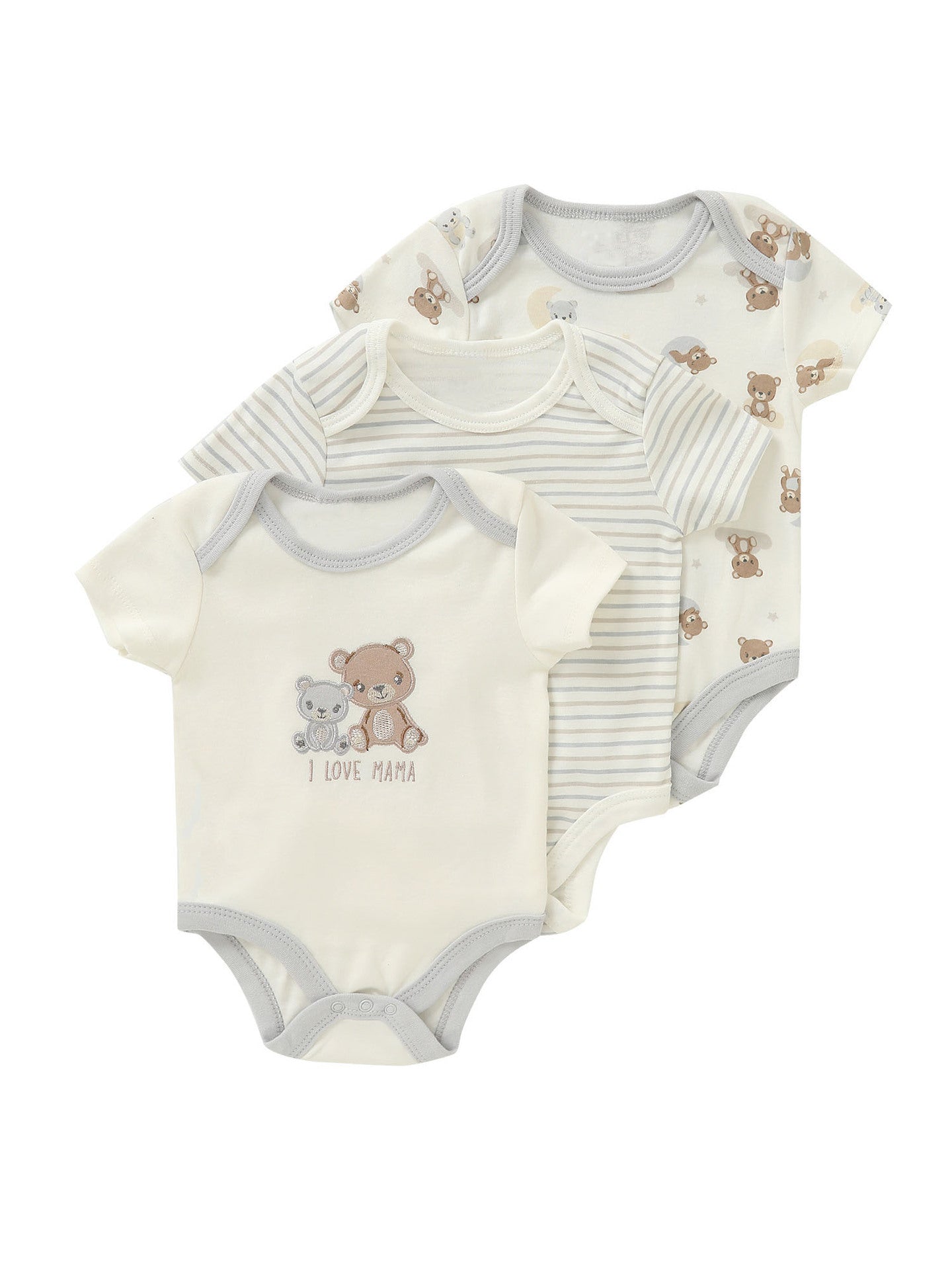 Set 3 Body Neonato in Cotone Fantasie Tenui e Naturali