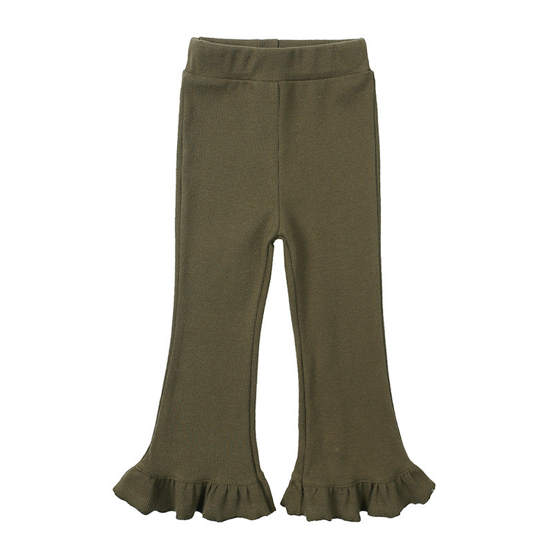 Leggings Bambina con Volant al Fondo Modello Svasato Vari Colori