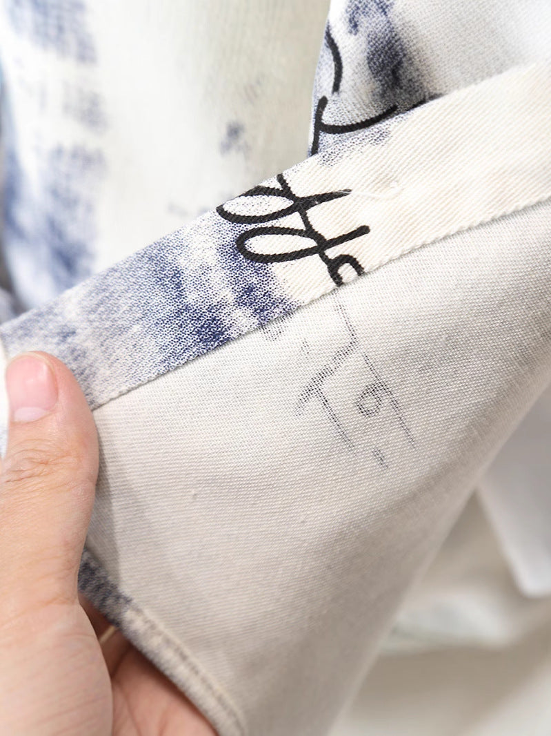 Camicia Artistica Bambino – Stampa Effetto Pennellata e Dettagli Scritti