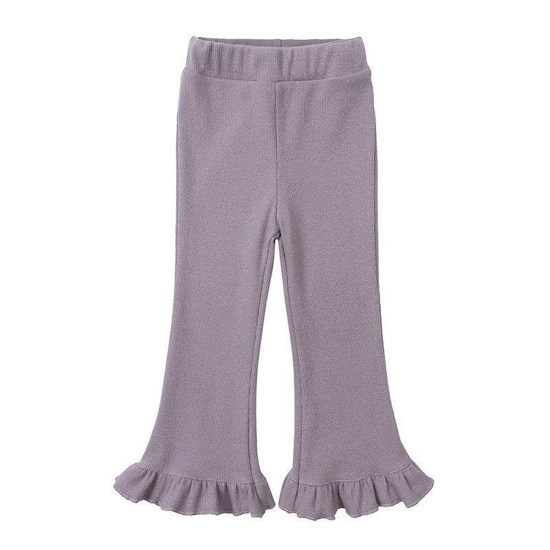 Leggings Bambina con Volant al Fondo Modello Svasato Vari Colori