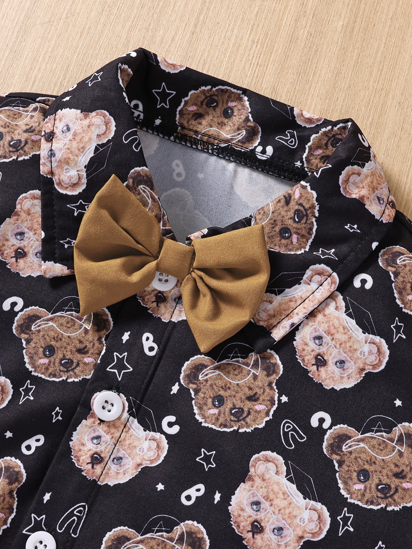 Completo elegante bimbo con stampa orsacchiotti e bretelle