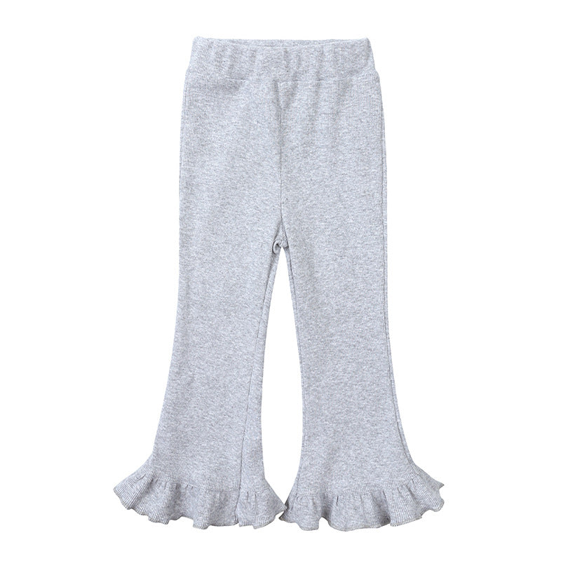 Leggings Bambina con Volant al Fondo Modello Svasato Vari Colori