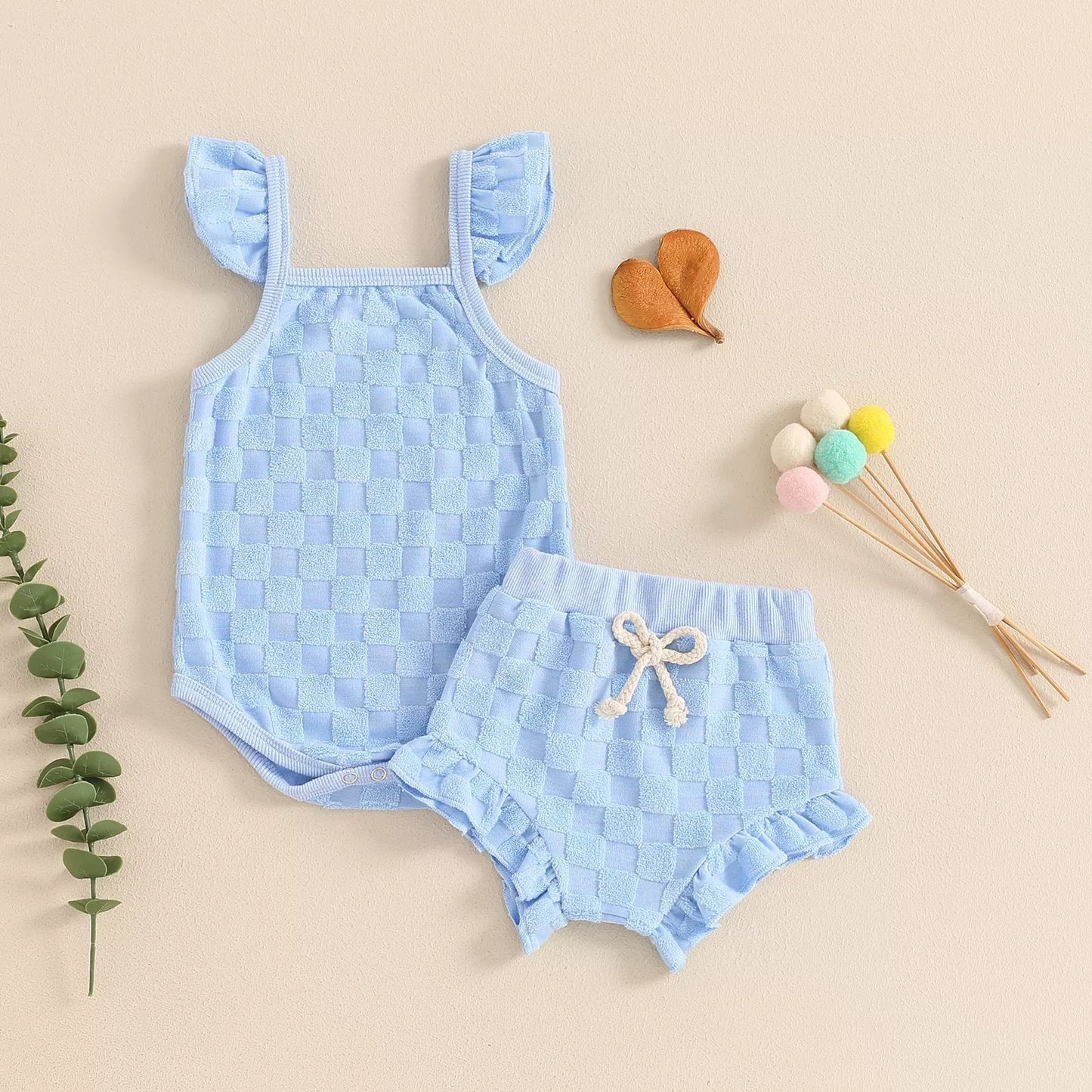 Completo estivo per bambina in maglia lavorata 2pz