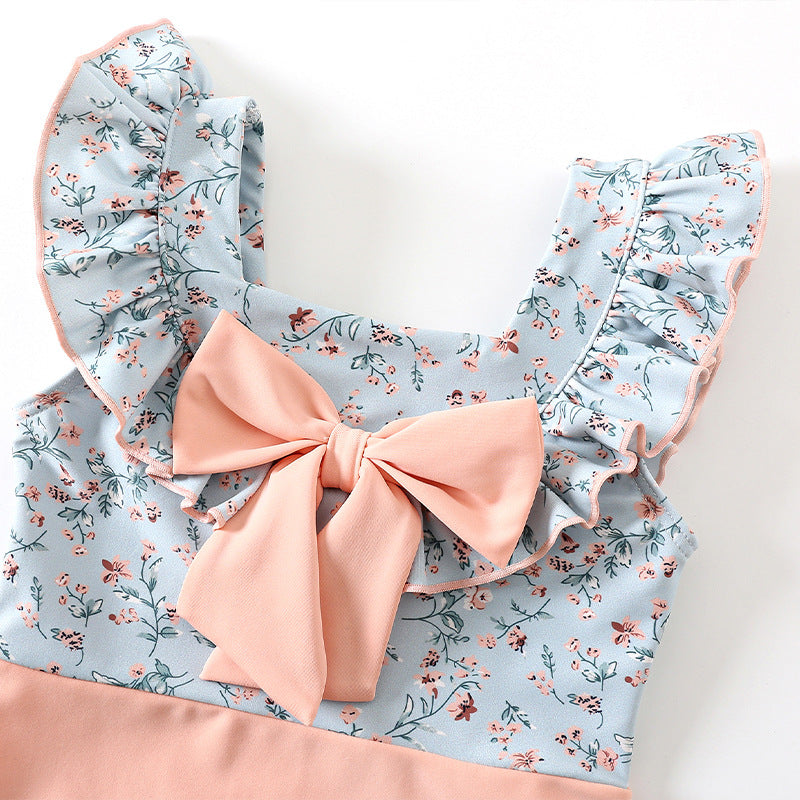 Costume Intero bimba “Peach Bloom” con Cuffietta