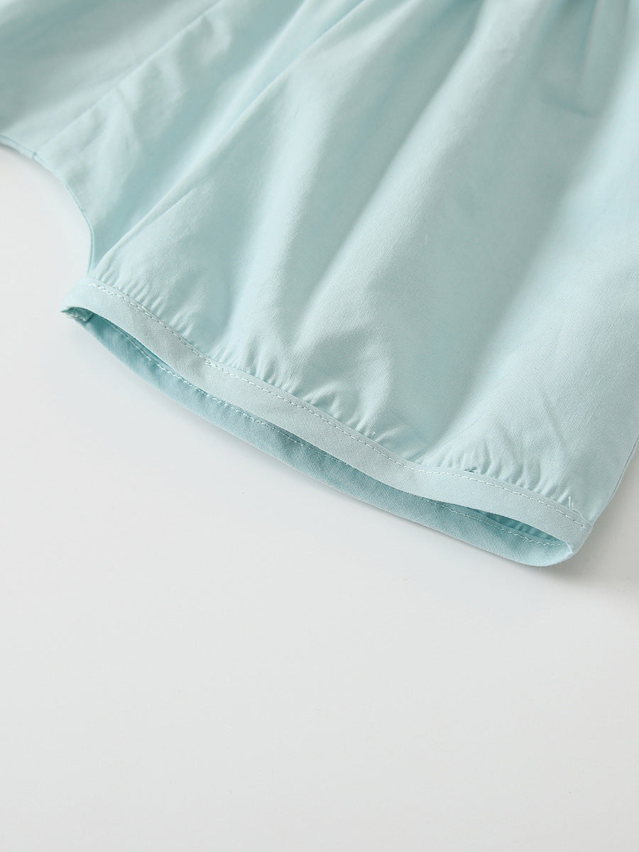 Completino Estivo Neonato Camicetta a Righe Azzurre e Shorts Coordinati