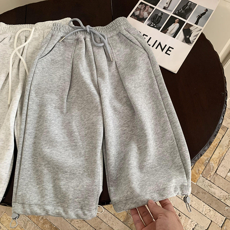 Pantaloni Bambino/a in Felpa Neri con Coulisse e Fondo Regolabile