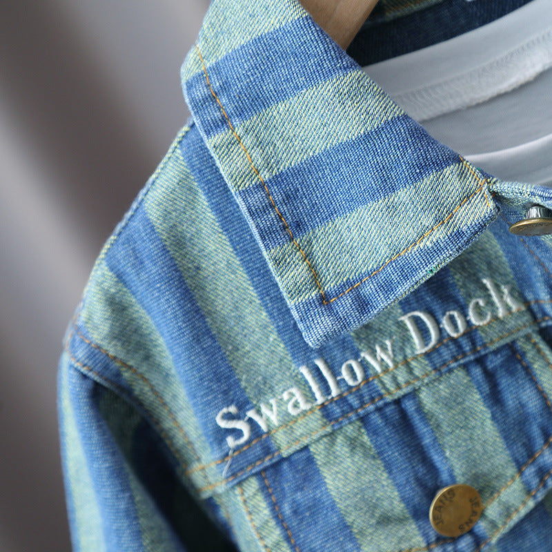 Giacca Bambino in Denim Rigato – "Urban Stripe"