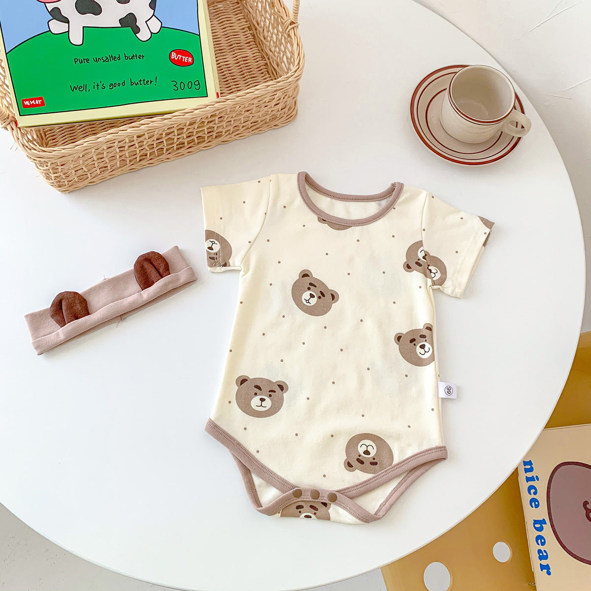 Body bimbo crema con orsetti e fascia orecchie