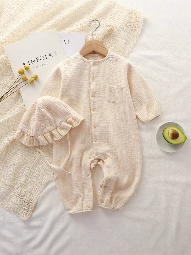 Tutina Neonato in Mussola con Cappellino