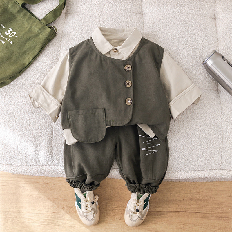 Completo Elegante per Bambino Camicia, Gilet e Pantaloni