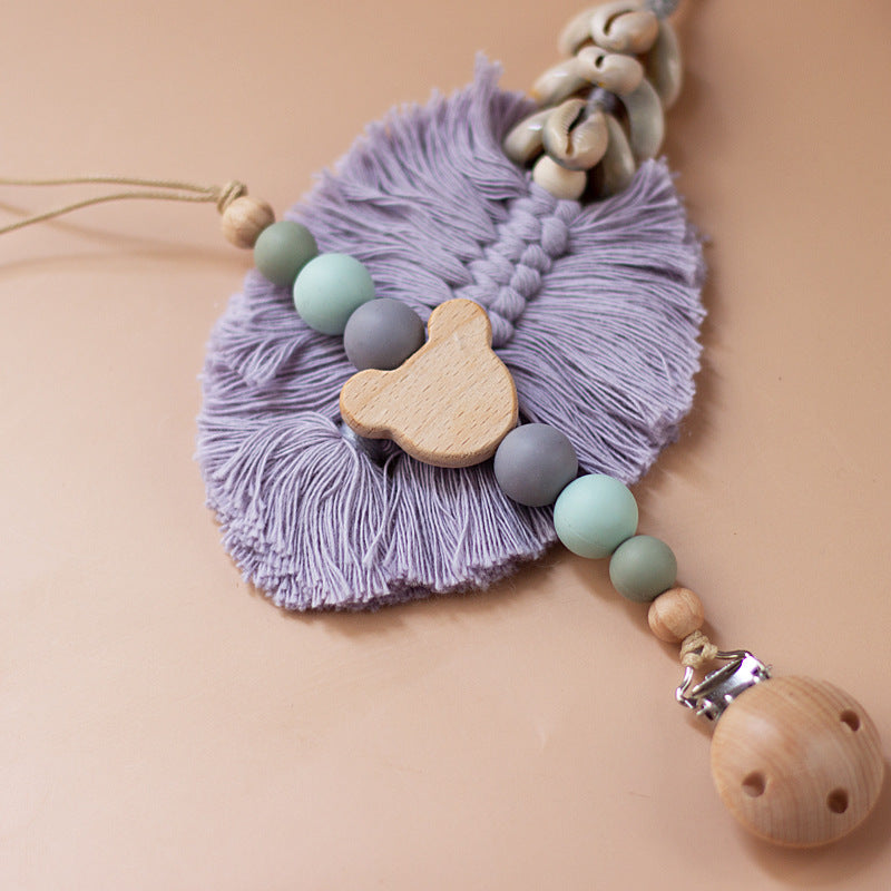 Portaciuccio in Legno e Silicone Orsetto – Design Naturale con Perline