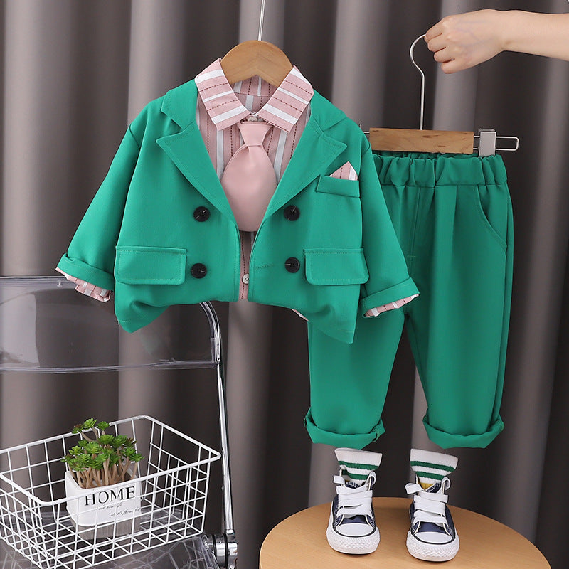 Completo Bimbo 4 Pezzi "Mini Gentleman" – Blazer, Camicia, Cravatta e Pantaloni