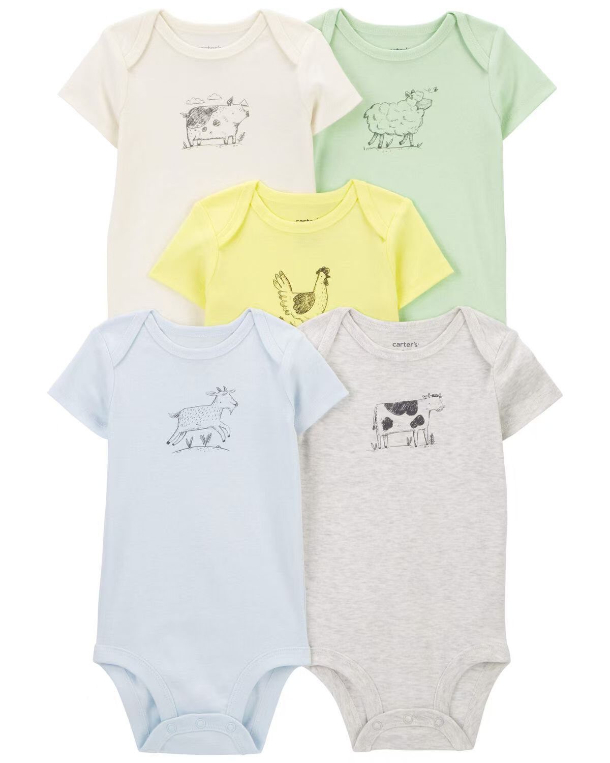 Set 5 Body bimba in Cotone Fattoria & Colori Pastello