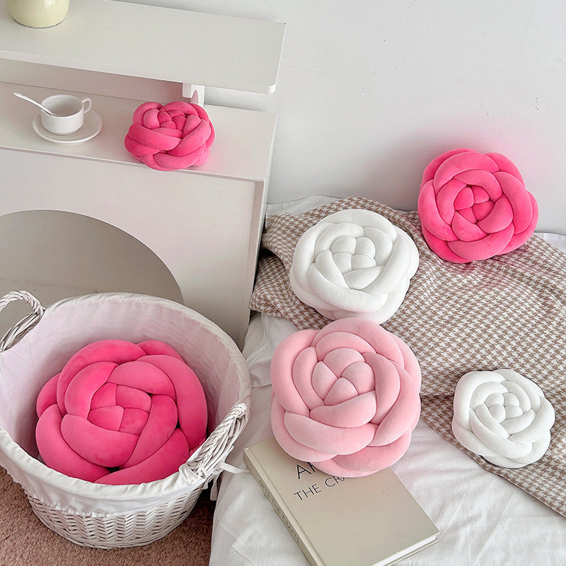 Cuscino Rosa intrecciato – Decorativo e Morbido