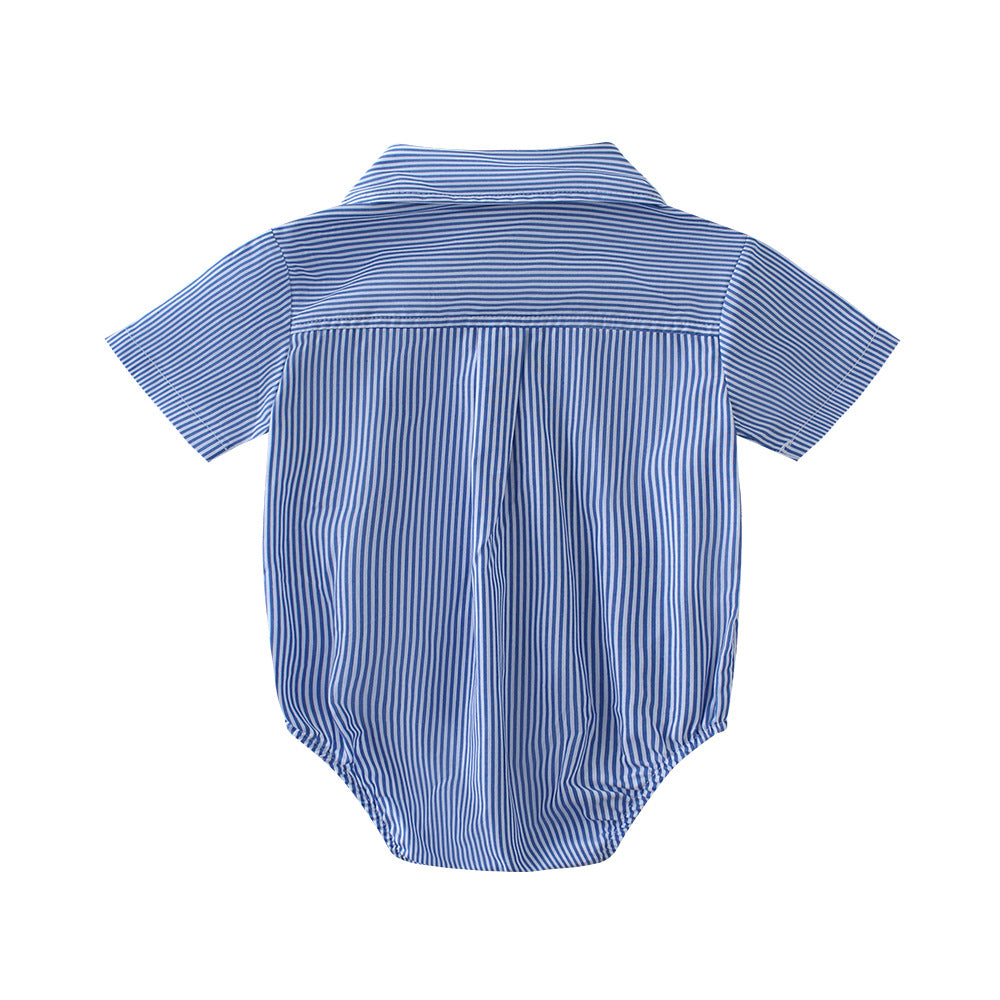 Body Camicia Elegante a Righe con Papillon Stile Baby Gentleman