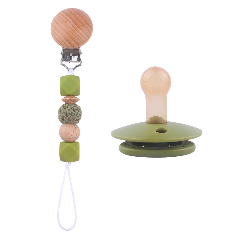 Set Ciuccio e catenina in Legno e Silicone