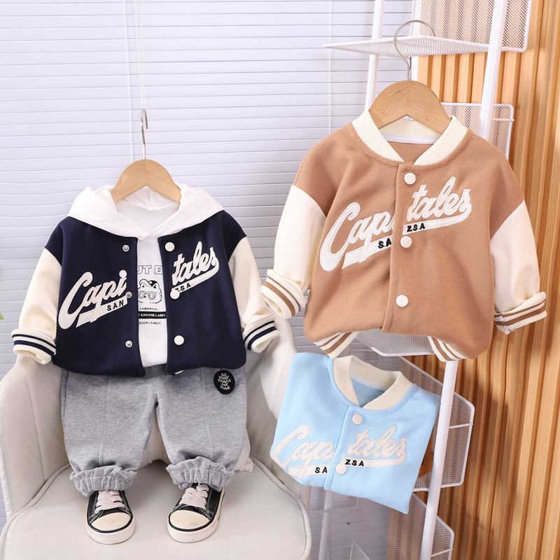 Completo Bimbo "College Style" Giacca Baseball, Felpa con Cappuccio e Pantaloni