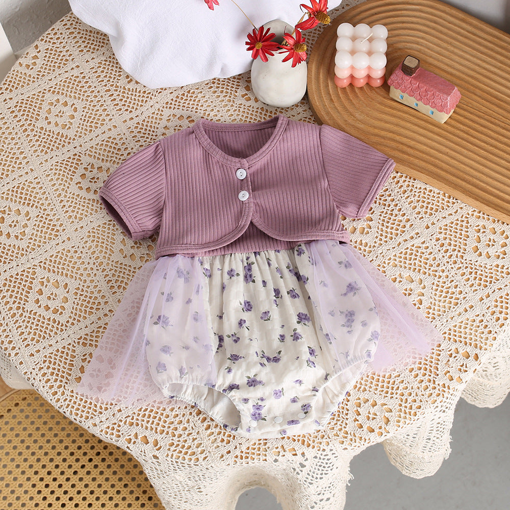 Pagliaccetto con Gonna Tulle per Neonata - Stile Romantico