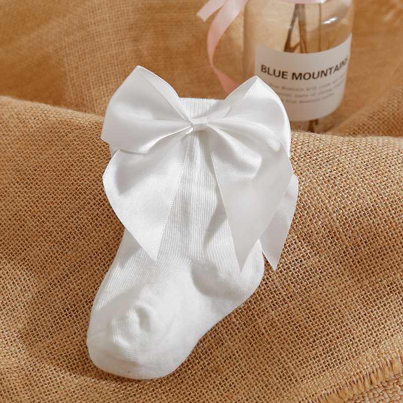 Calzini Eleganti per Bambina con Fiocco in Raso