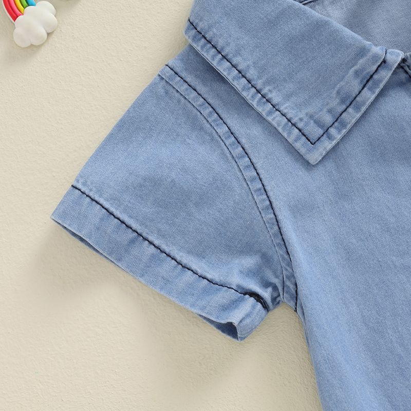 Tutina bimbo/bimba in Stile Camicia - Colore Denim Chiaro
