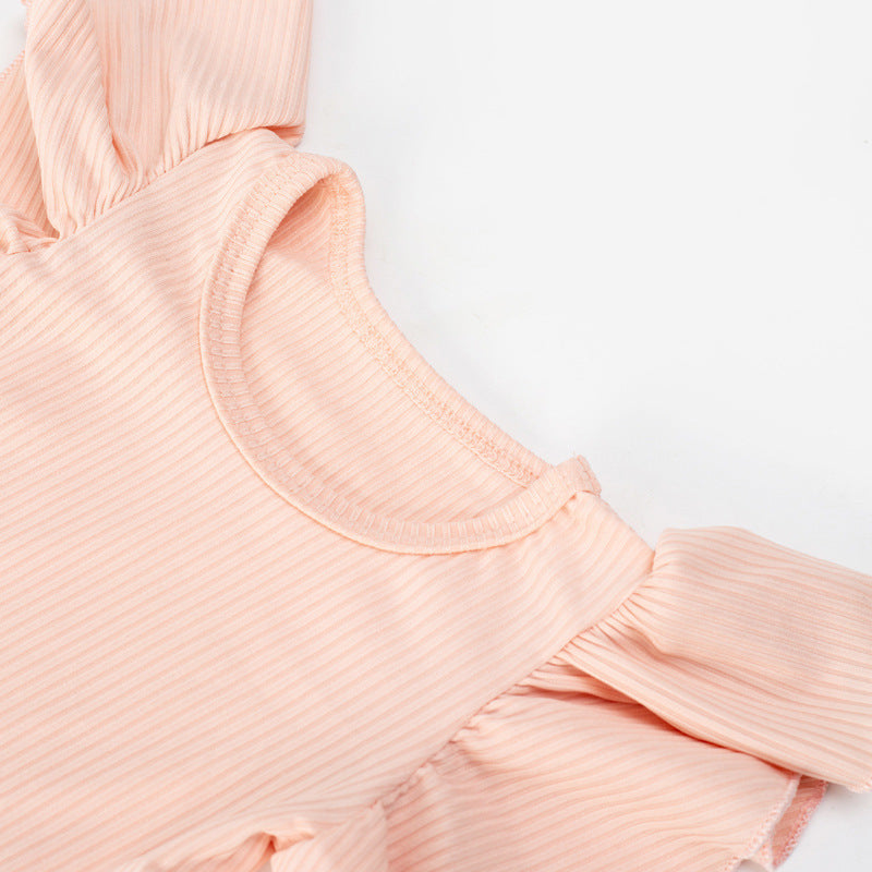 Completo 3 Pezzi Bimba Body Volant + Leggings + Fascia