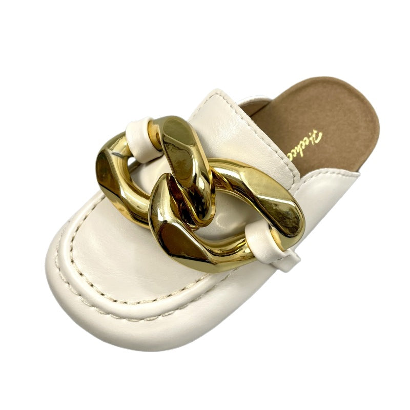 Mocassini Bambina con Catena Oro – Eleganza Mini in Stile Maxi