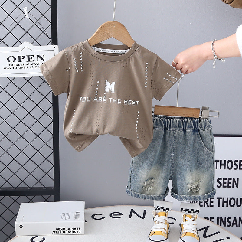 Completo Estivo Bimbo – T-shirt “You Are the Best” e Shorts in Denim