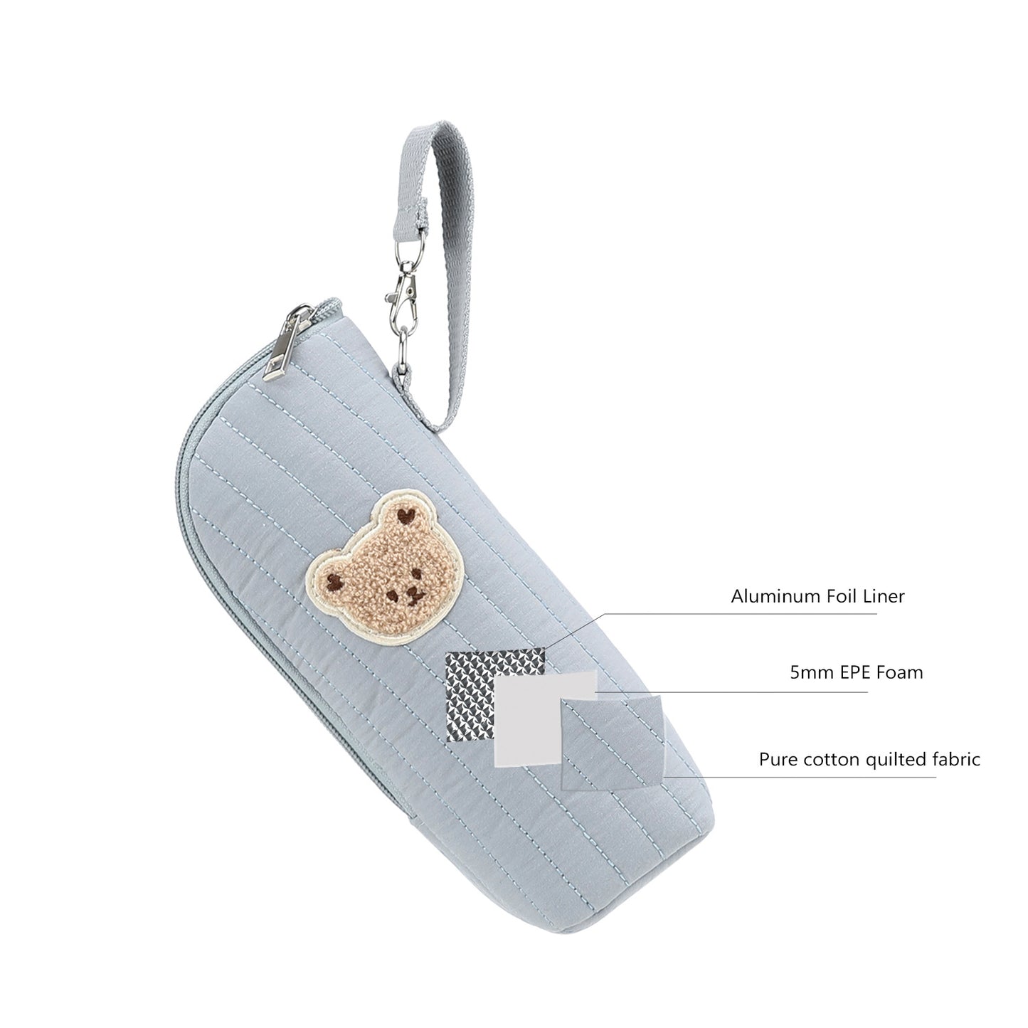 Portabiberon Termico Isolante in Cotone con Orsetto – Mantiene Caldo/Freddo