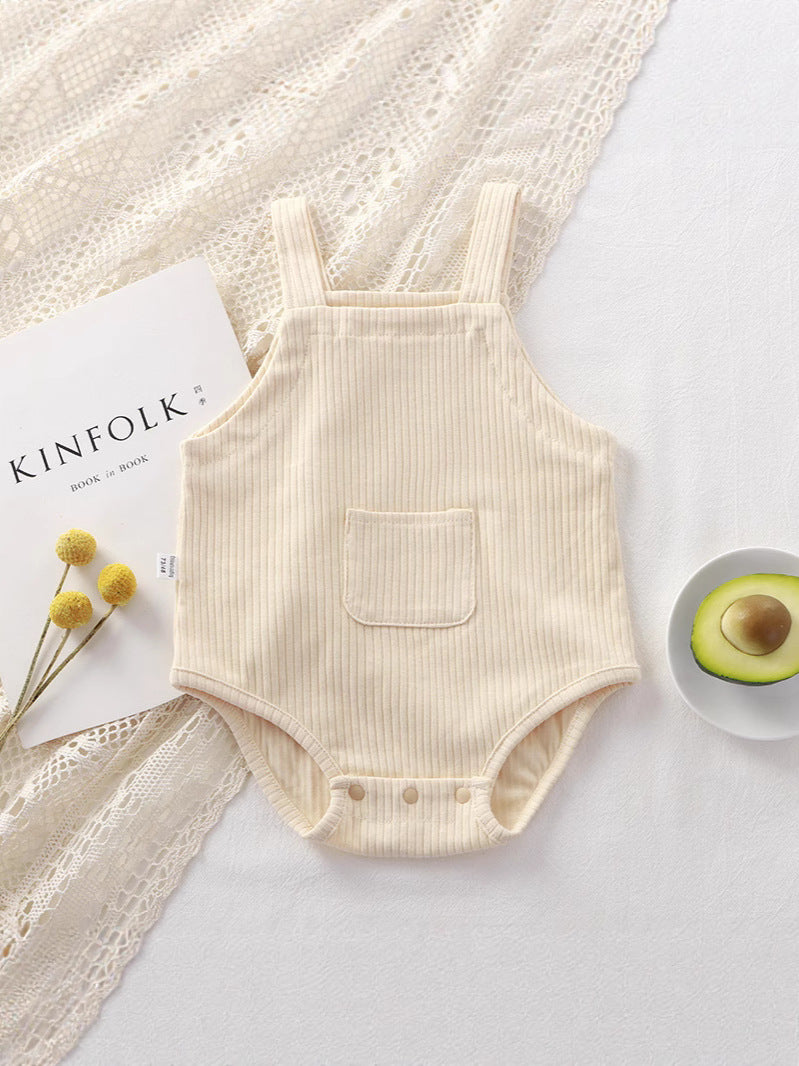 Body estivo neonato a costine con bretelle