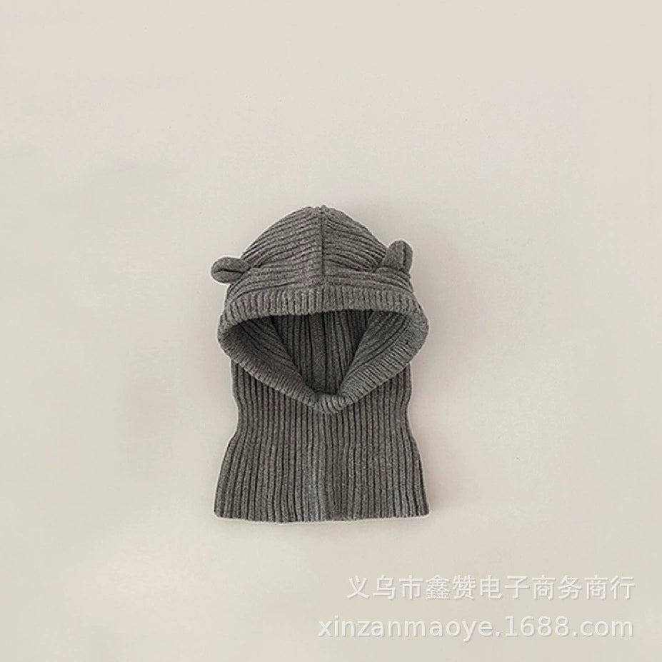 Cappuccio Bimbo in Maglia a Coste con Orecchie –