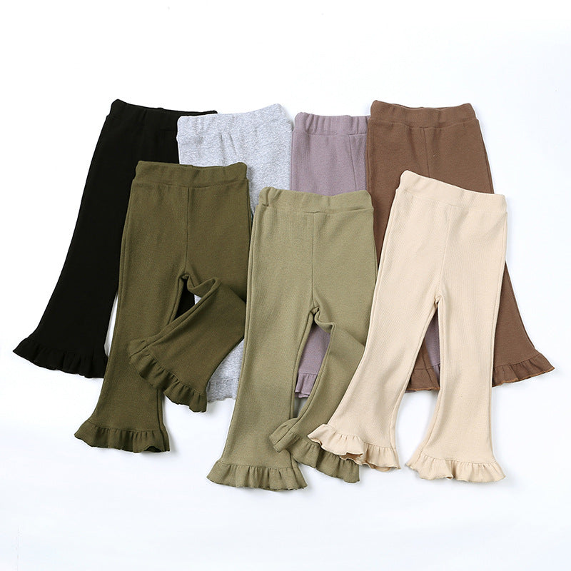 Leggings Bambina con Volant al Fondo Modello Svasato Vari Colori