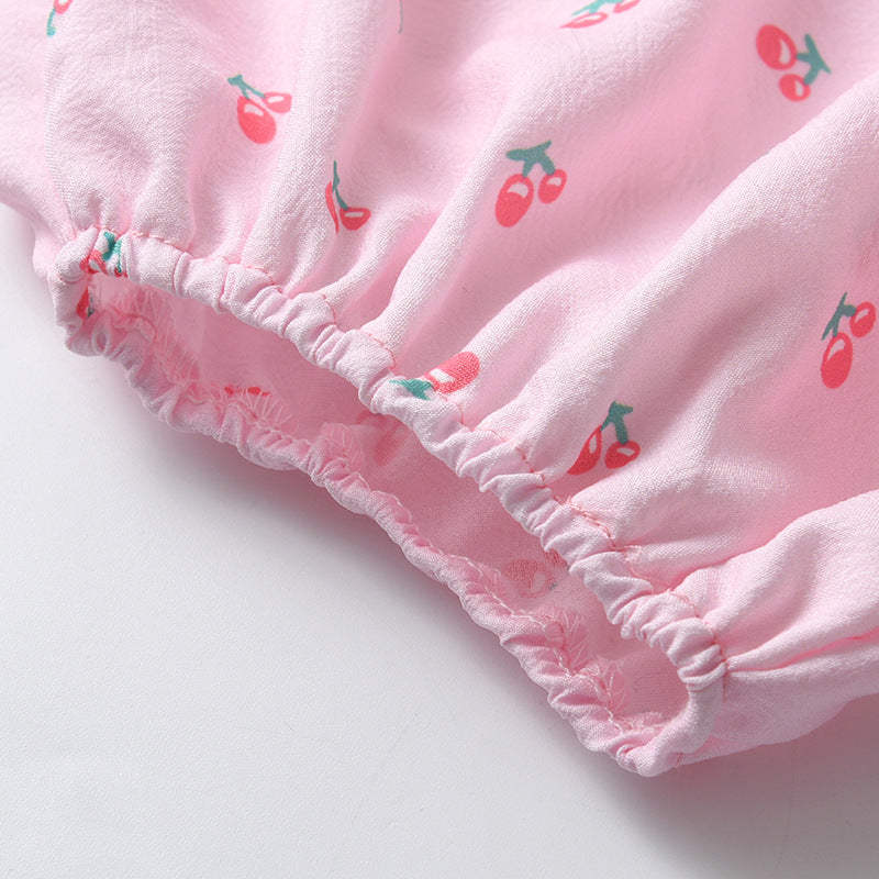 Completo estivo bambina con fantasia a ciliegie 100% cotone