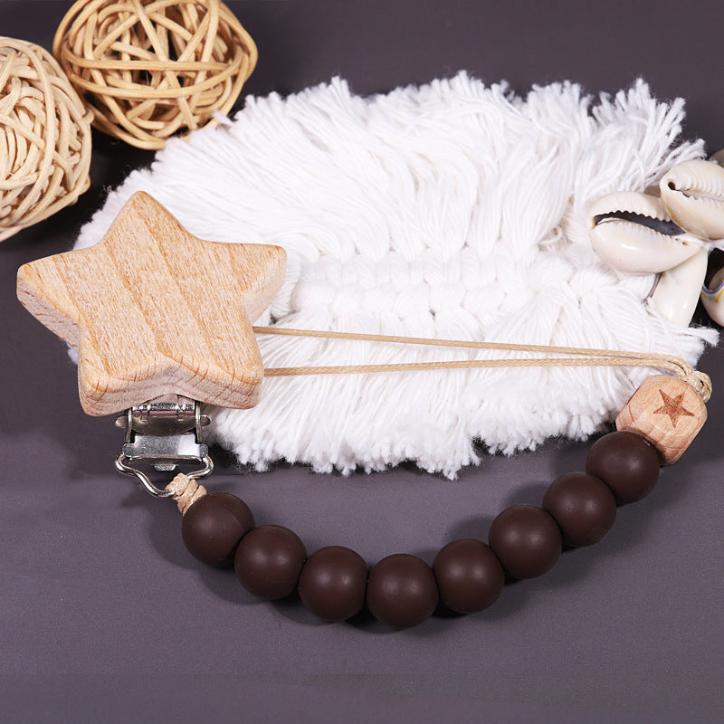 Catenina in Legno e Silicone con Clip a Stella