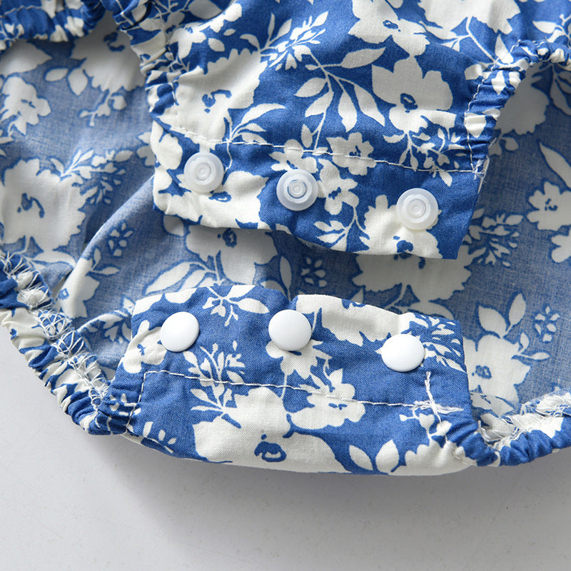 Completo Estivo Bimba con Motivo Floreale Blu