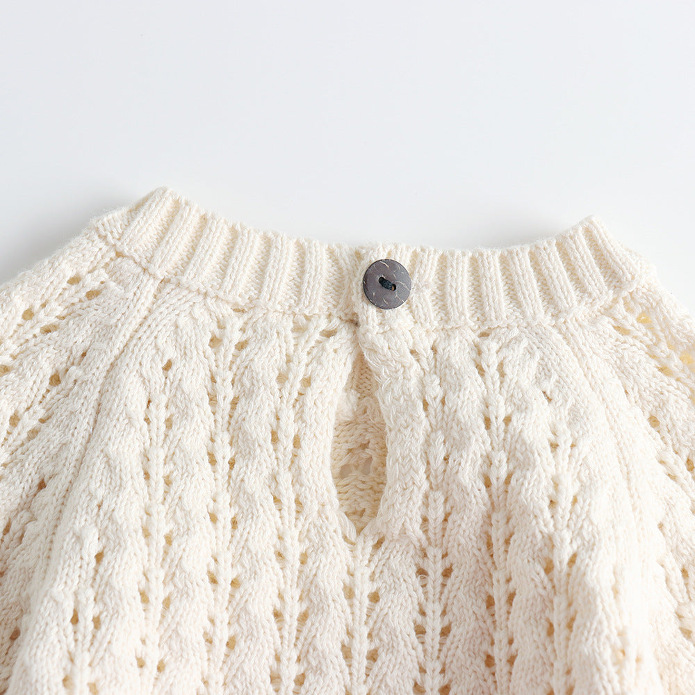 Tutina bimba in Maglia Lavorata - Colore Panna
