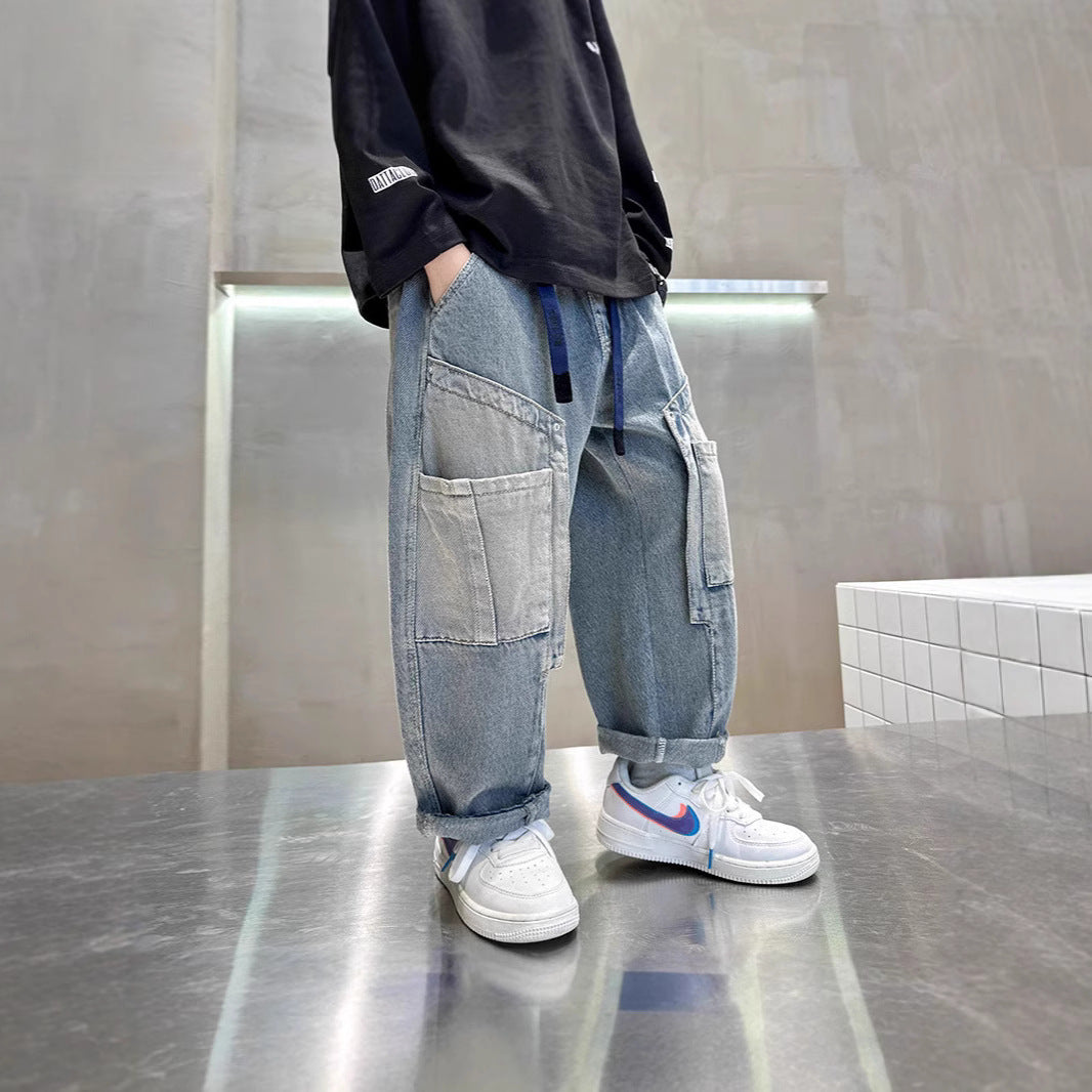 Jeans Cargo Bambino Stile Streetwear Oversize