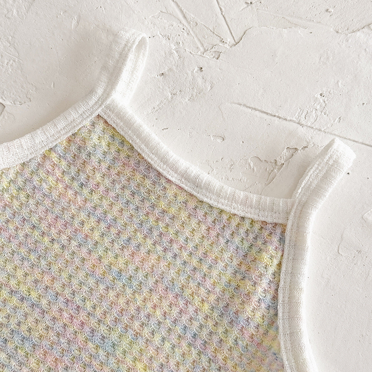 Coordinato estivo neonata in maglia waffle con fiocchi laterali