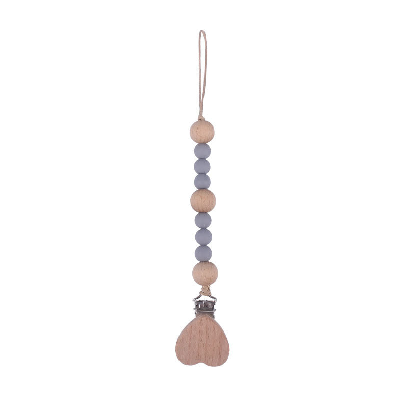 Portaciuccio in Legno e Silicone Cuore– Design Naturale con Perline