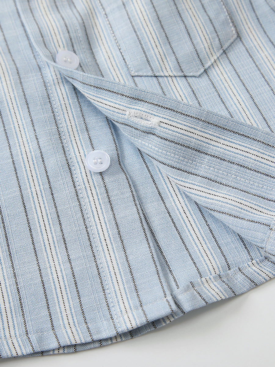 Completo Elegante Bimbo Camicia a Righe con Papillon e Pantaloni Cammello