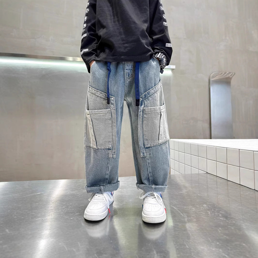 Jeans Cargo Bambino Stile Streetwear Oversize