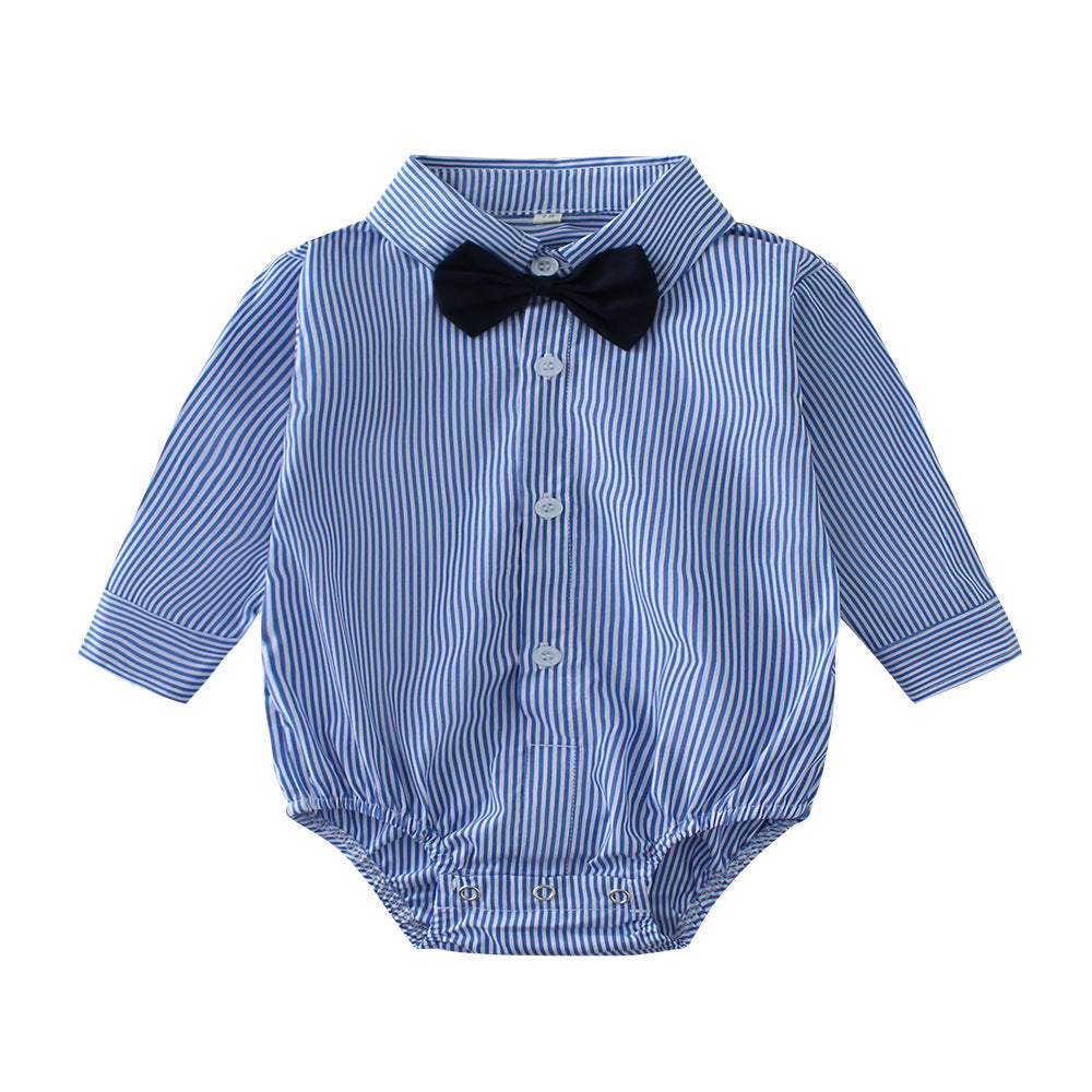 Body Camicia Elegante a Righe con Papillon Stile Baby Gentleman