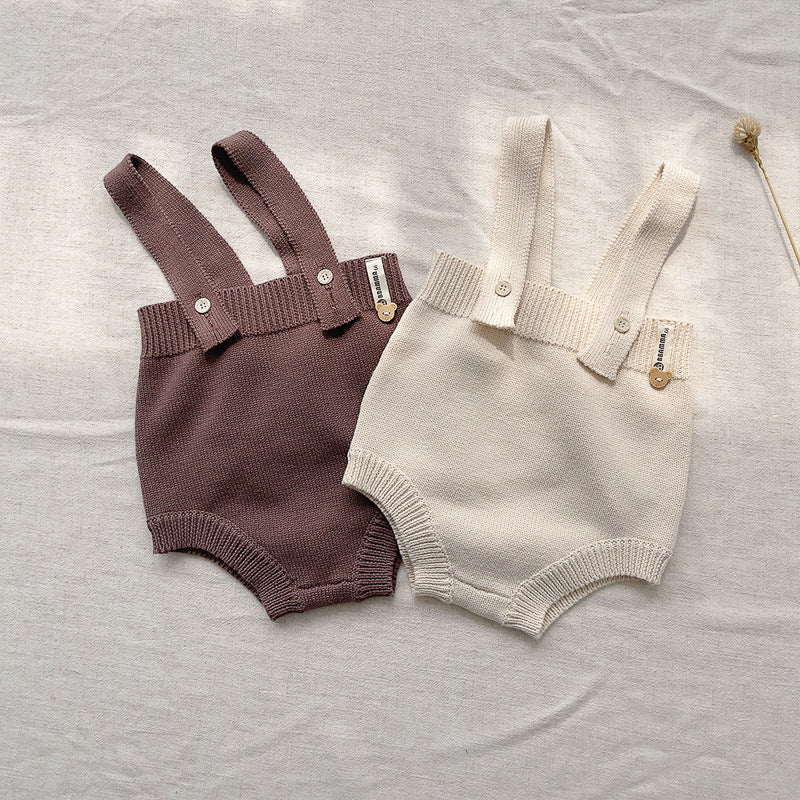 Salopette in Maglia per Neonato + cappellino Stile Orsetto