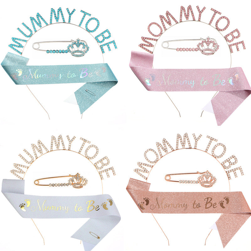 Set Mommy to Be Fascia Glitter + Coroncina + Spilla