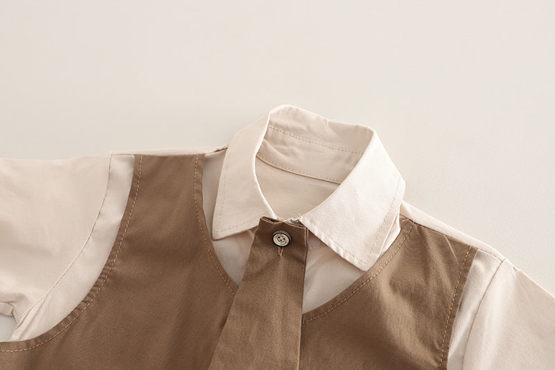 Completo Elegante Bambino "Mini Boss" - Camicia, Gilet, Cravattino e Shorts