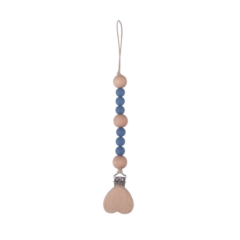 Portaciuccio in Legno e Silicone Cuore– Design Naturale con Perline
