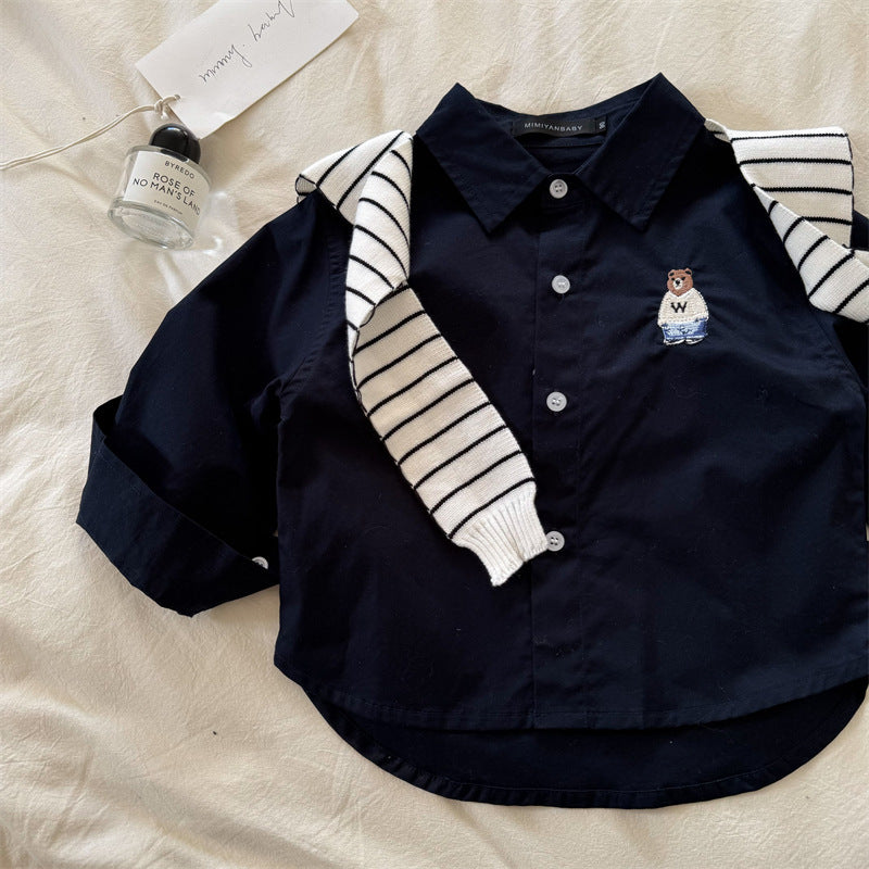 Camicia per Bambino con Ricamo Orsacchiotto