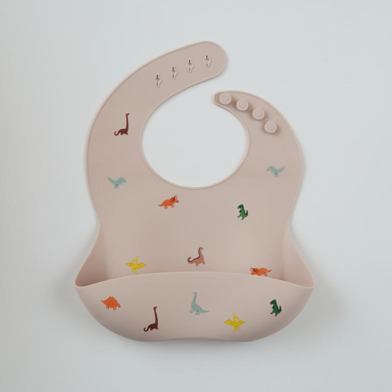 Bavaglino in Silicone Fantasia Dinosauri Colorati