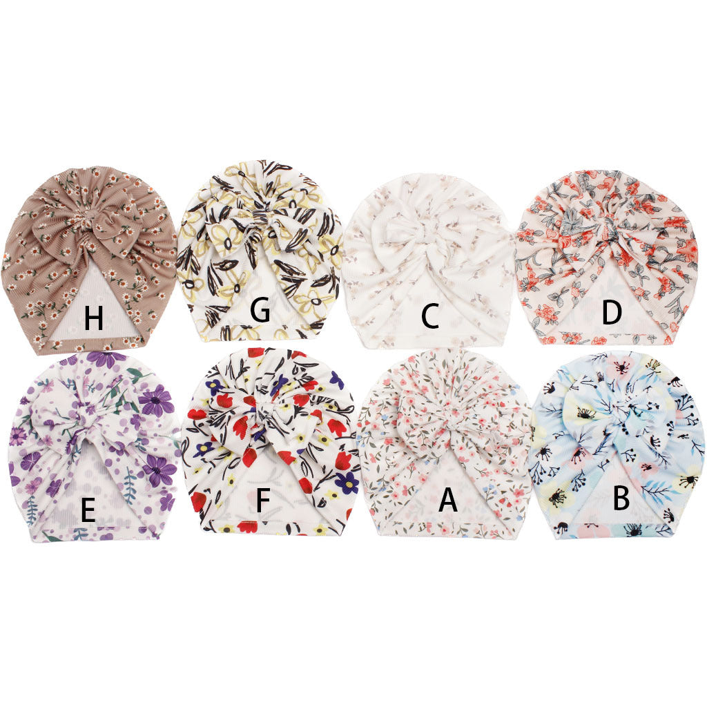 Turbante Neonata con Maxi Fiocco e Stampa Floreale